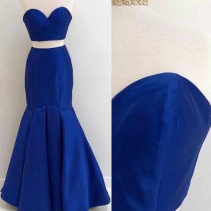 Simple Two Pieces Sweetheart Long Mermaid Royal..