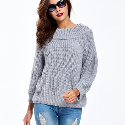 Off Shoulder Sweater Loose Sweater Plain Sweater..
