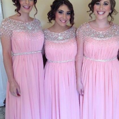 Elegant Pink Chiffon Bridesmaid Dress, Bridesmaid Dresses Online ...