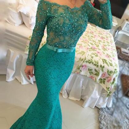 Long Mermaid Prom Dress Dark Green Prom Dress..