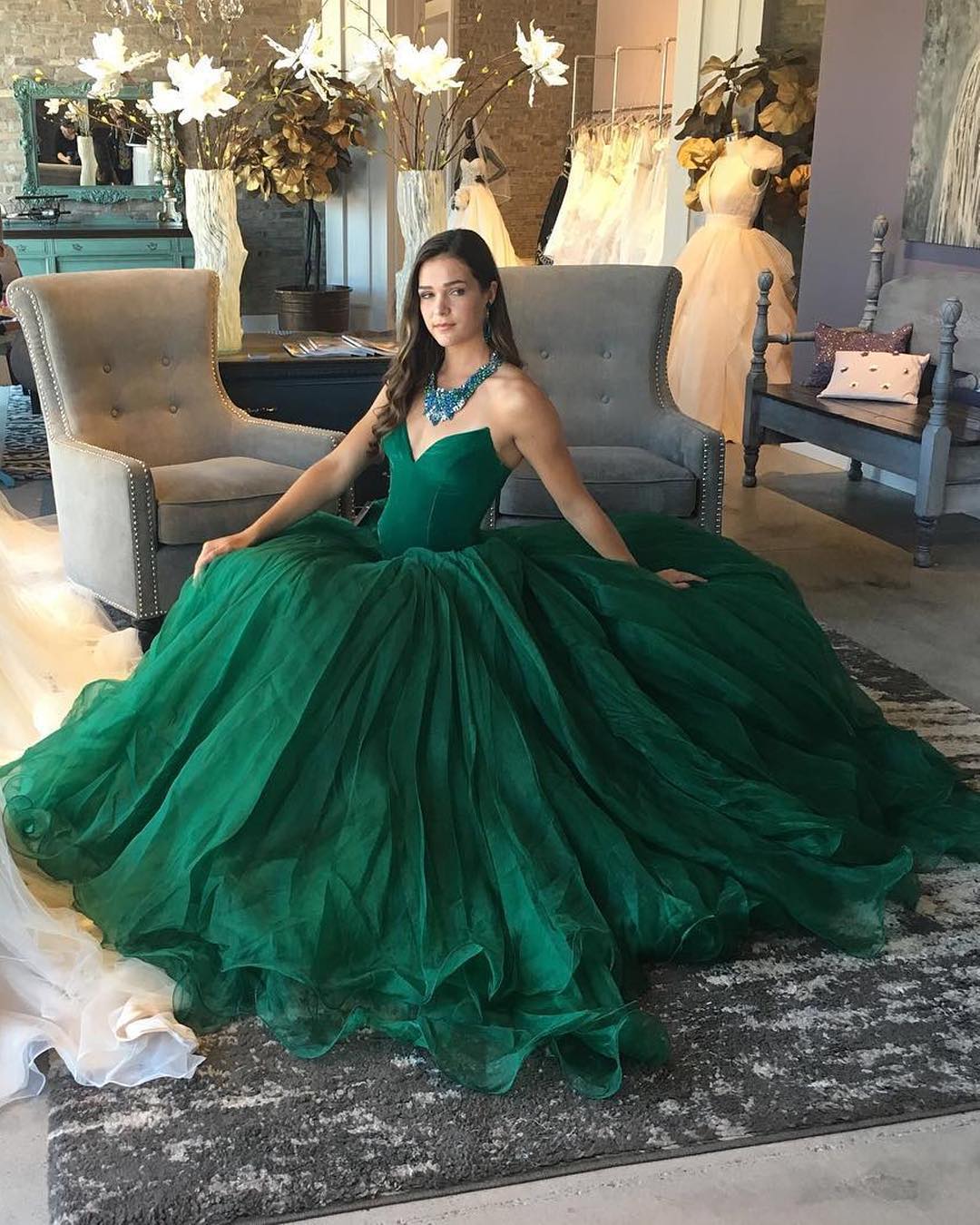Simple A Line Sweetheart Long Green Tulle Eveningformalprom Dresses On Luulla 